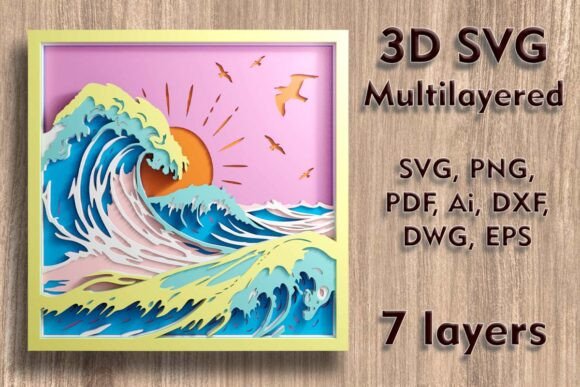 Download Ocean Waves 3d SVG Multilayered Files - Premium Resources