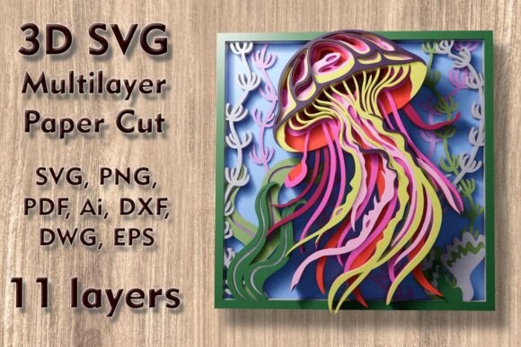 Download Jellyfish 3D SVG Multilayer Paper Cut - Premium Resources