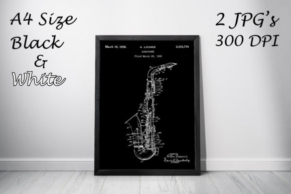 Download Saxophone Patent Blueprint Art Poster - Print Collection