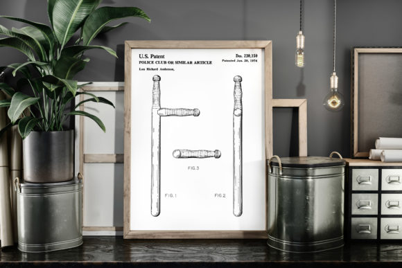 Download Police Club Patent Art Poster Blueprint - Print Collection