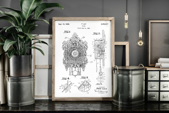 Download Clock 1936 Patent Art Poster Blueprint - Print Collection