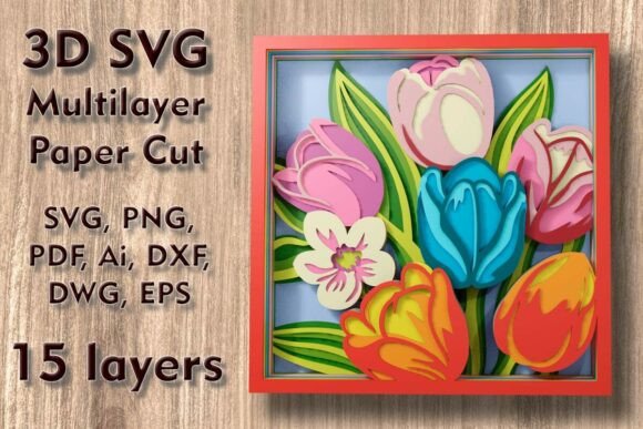 Download Tulips 3D SVG Shadow Box PaperСut Files - Premium Resources