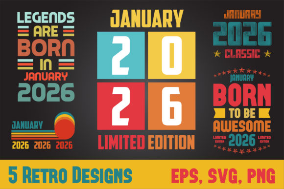 Download 5 Retro Designs - January 2026 - Retro designs Collection