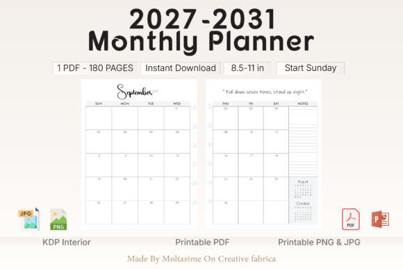 Download 2027–2031 Monthly Planner Printable - Print Collection