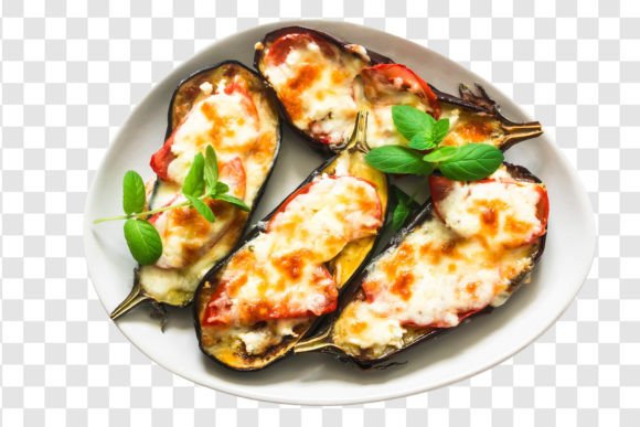Download #1922 Baked Eggplant with Mozzarella Cheese, Tomatoes and Basil - 1922 Collection
