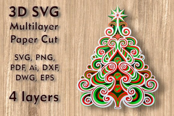Download Christmas Tree 3D SVG Multilayer Paper - Premium Bundle