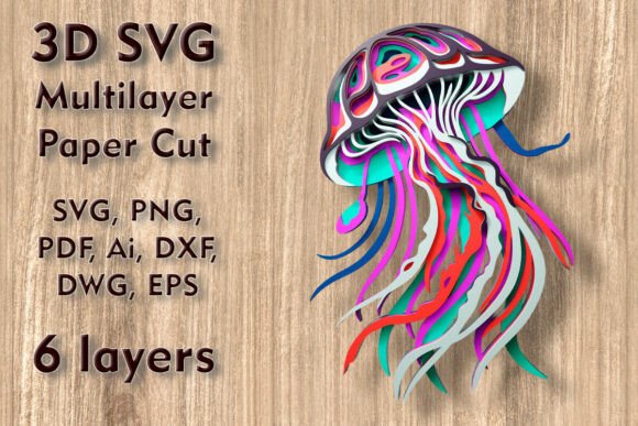 Download Jellyfish 3D SVG Multilayer Paper FIles - Premium Resources