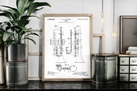 Download Cornet 1915 Patent Art Poster Blueprint - Print Collection