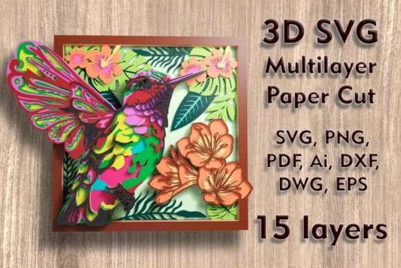 Download Hummingbird 3D Shadow Box PaperСut Files - Premium Resources