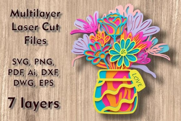 Download Vase with Flowers Multilayer Laser Files - Premium Resources